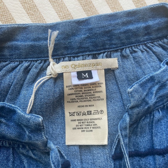 NWT Anthropologie Ne Quittez Pas Embroidered denim top - Picture 4 of 5